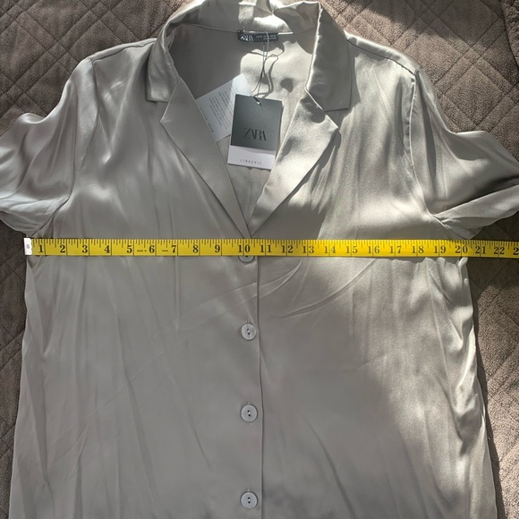 NWT Zara 100% Silk Gray Shirt - Picture 12 of 13